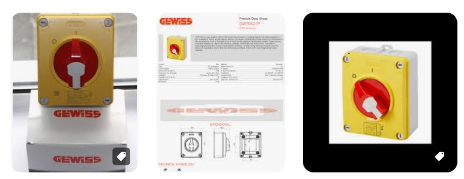Gewiss Isolator Switch Gewiss Isolator Switch - PVC Insulated Control Box, 16A, 25A, 32A, with 2P, 3P, 3P+N, and 4P Configurations